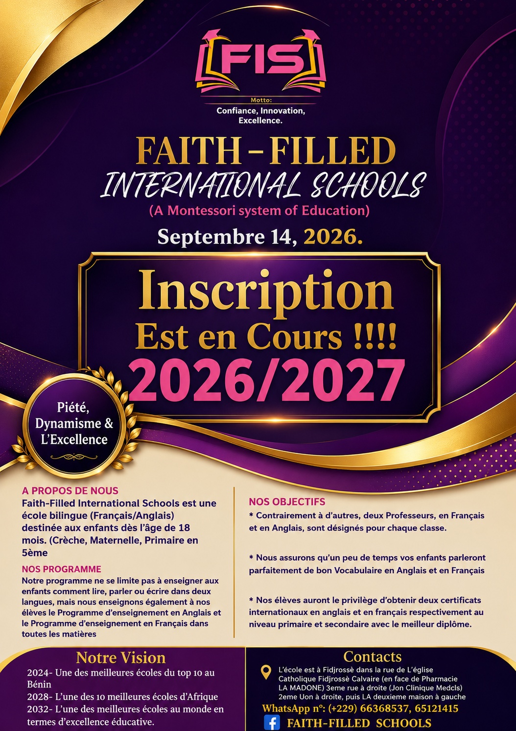 2026/2027 Admission Flyer French