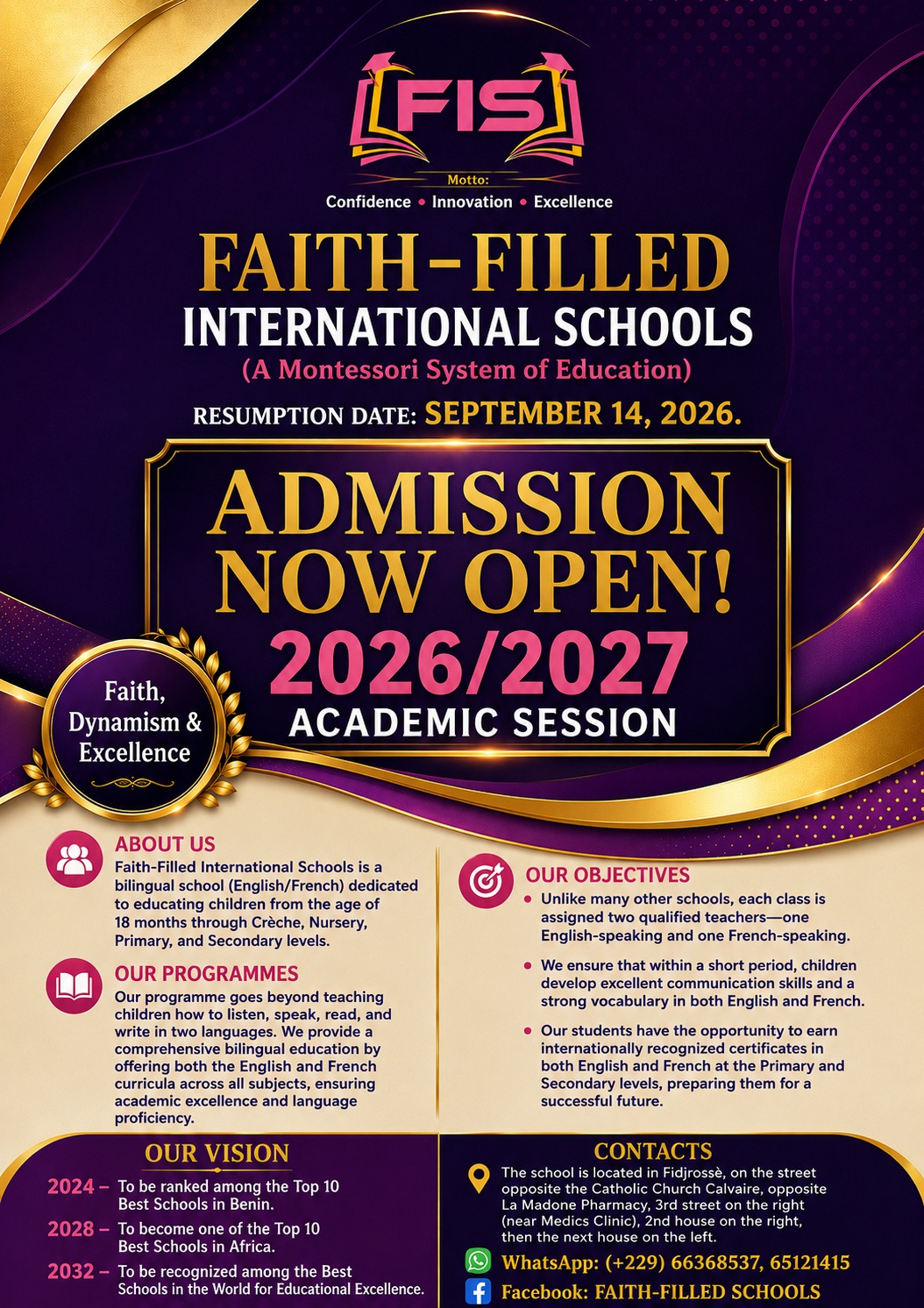 2026/2027 Admission Flyer English